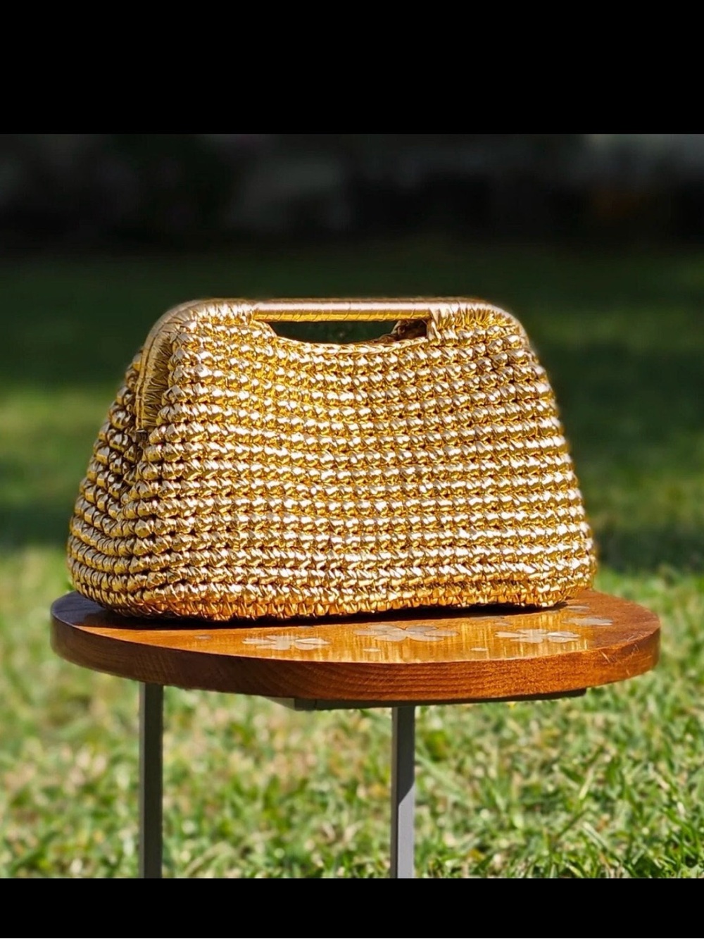 Gold Woven Top-Handle Women’s Bag